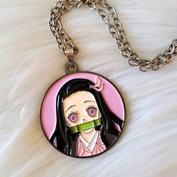 Hot Topic Demon Slayer: Kimetsu No Yaiba Nezuko Circular Enamel Pendant Necklace - Picture 6 of 10